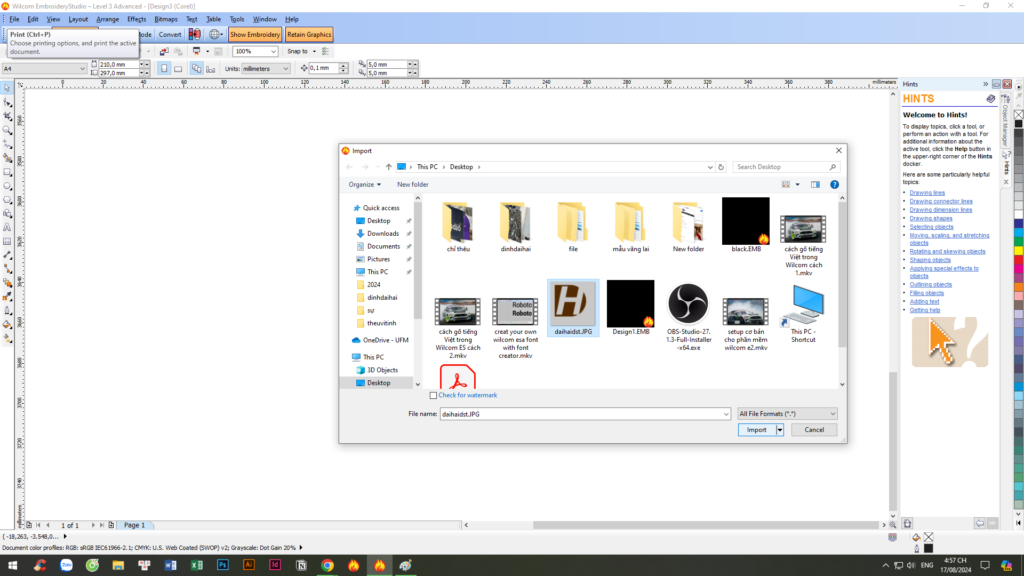 import hinh anh vao corel